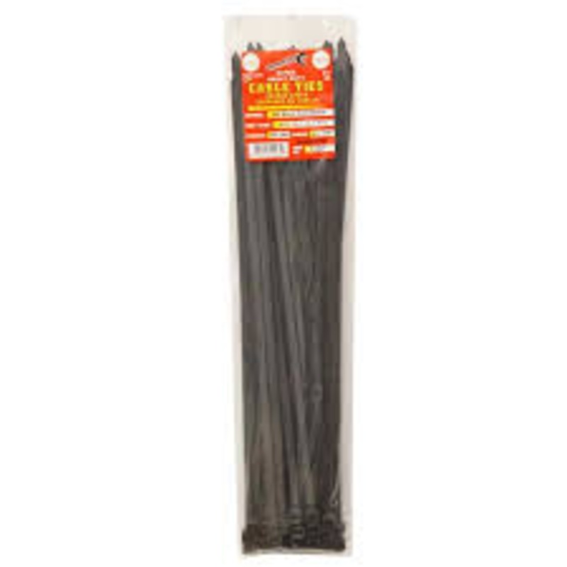 Tool City 17 in. L Black Cable Tie 175LB EXTRA HD 50 Pack 17″ Black