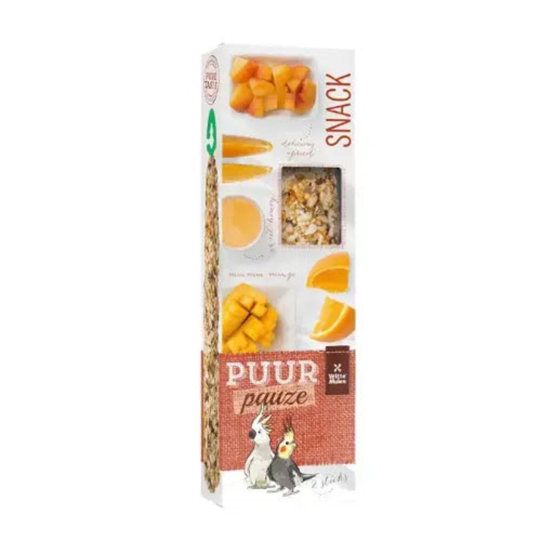 Witte Molen Puur Pauze Sticks with Apricot & Mango for Large Parakeet & Cockatoo  140g[Weight – 140g]
