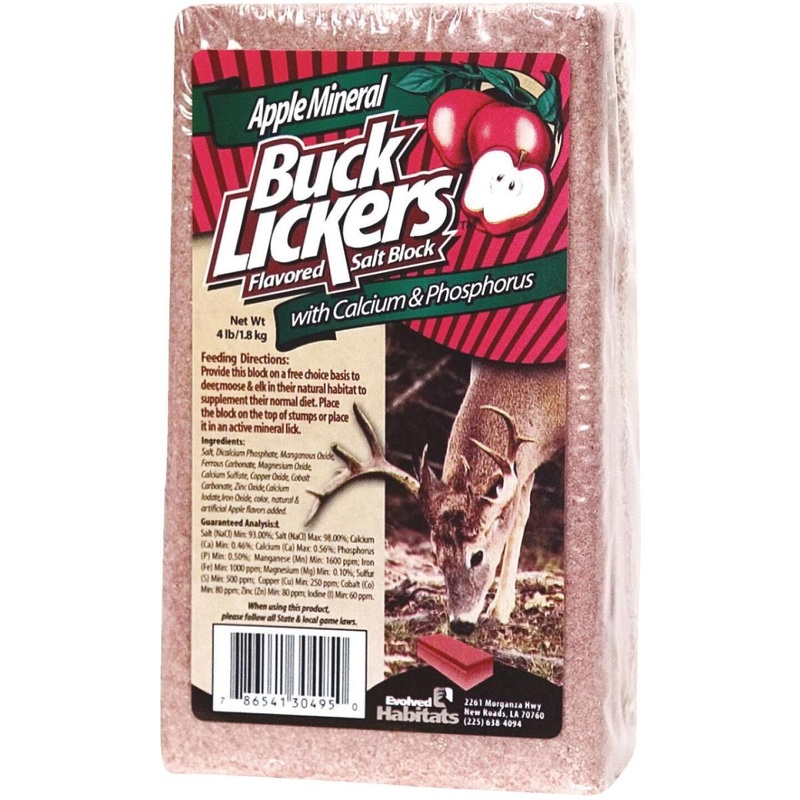 Buck Lickers 4 Flavored Salt Block With Calcium & Phosphorous 4 Lb Apple Block