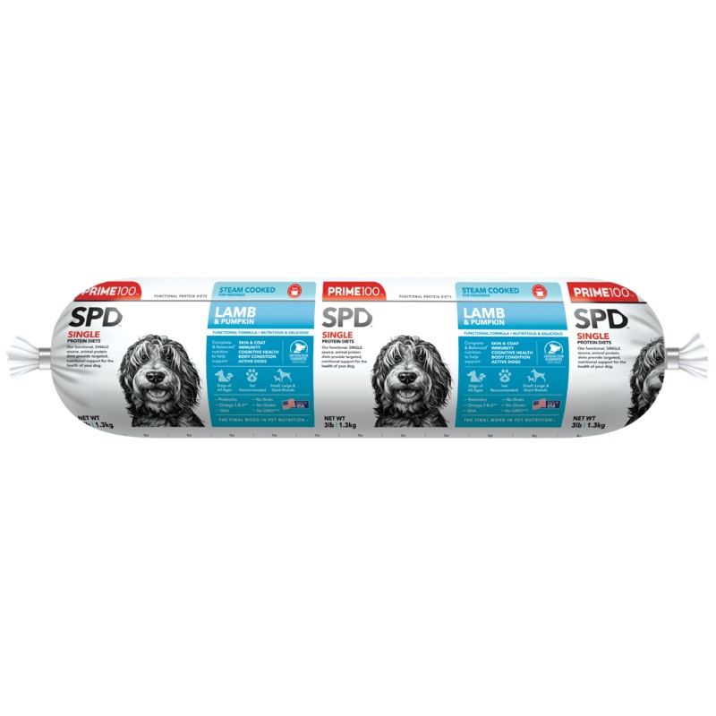 Prime 100 Single Protein Diet – Lamb & Pumpkin Fresh Refrigerated Dog Food 1-lb