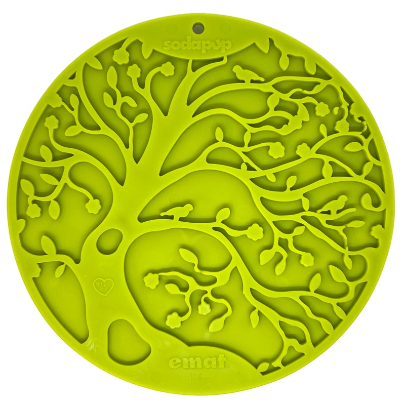 SodaPup Tree of Life Enrichment Lick Mat with Suction Cups Green Large
