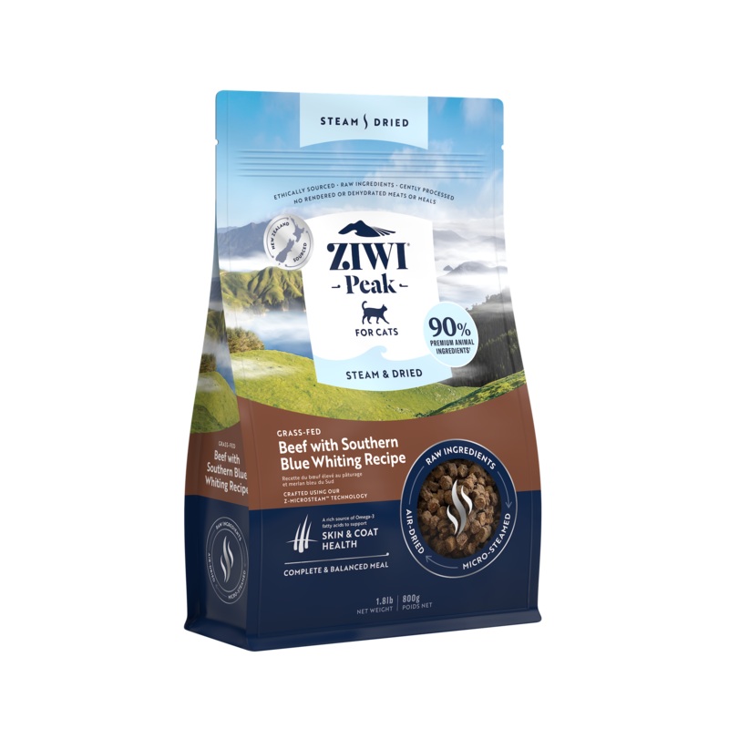 ZIWI Peak Steam-Dried Beef with Southern Blue Whiting Cat Food 1.8lb