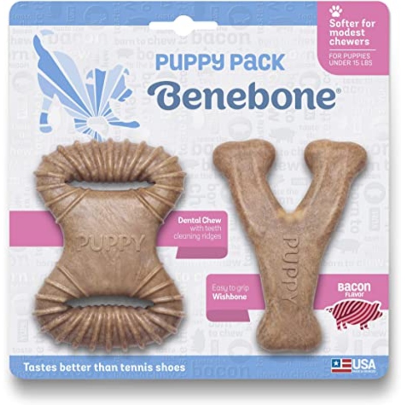Benebone Puppy 2 Pack Bacon Dog Chew Treats 2 Oz Each