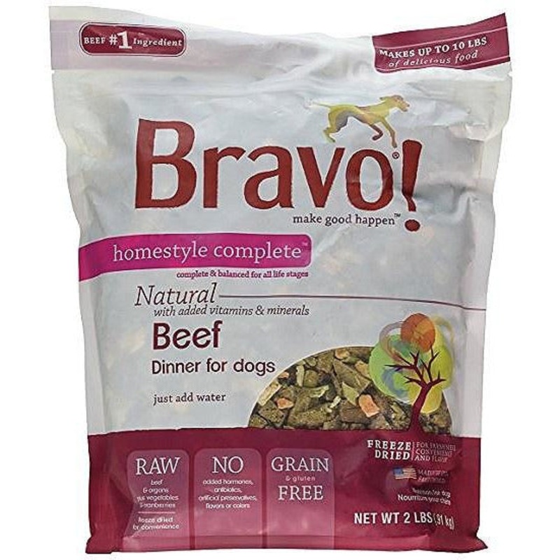 Bravo Homestyle Beef Freeze Dried Dog Food 2 lb