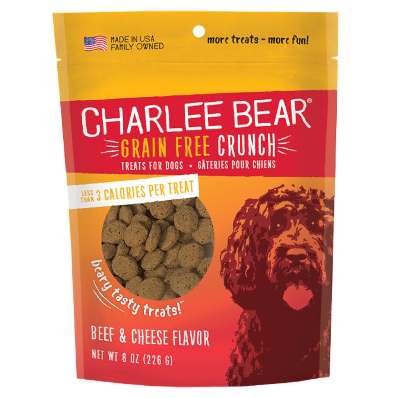 Charlee Bear Grain Free Crunch Beef & Cheese Dog Treats 8 oz