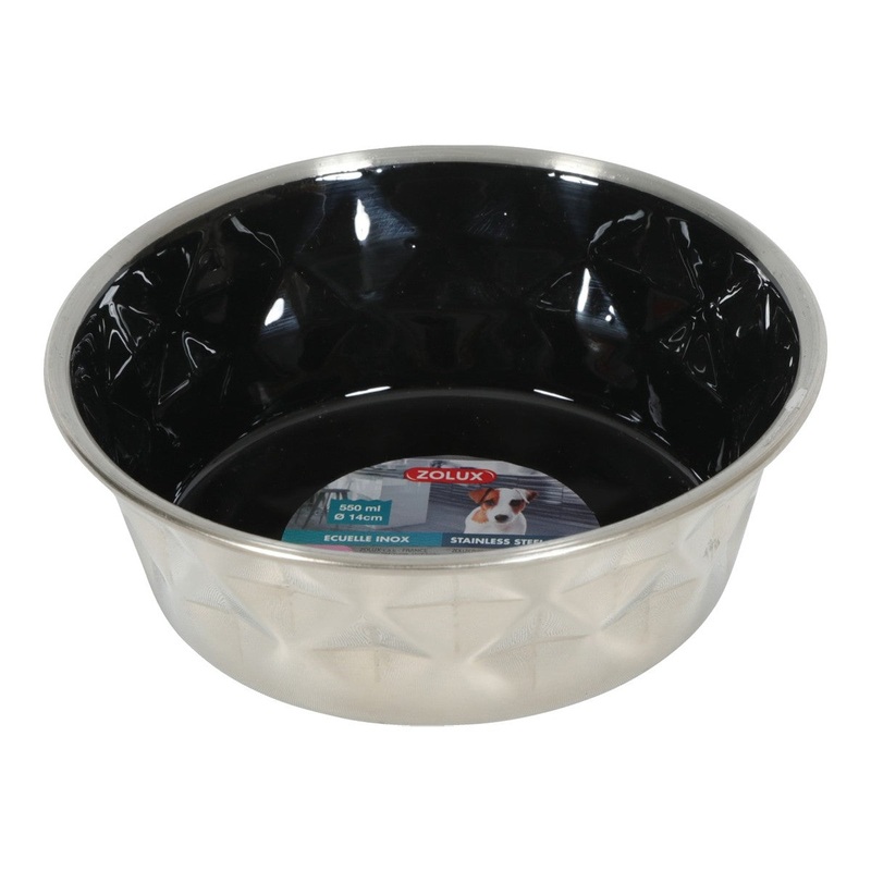 Diamonds Stainless Non-Slip Dog Bowls – Black 550ml