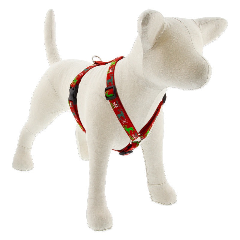 Lupine Holiday Designs Roman 3/4″ Wide 14″-24″ Girth Size Happy Holidays Red Dog Harness