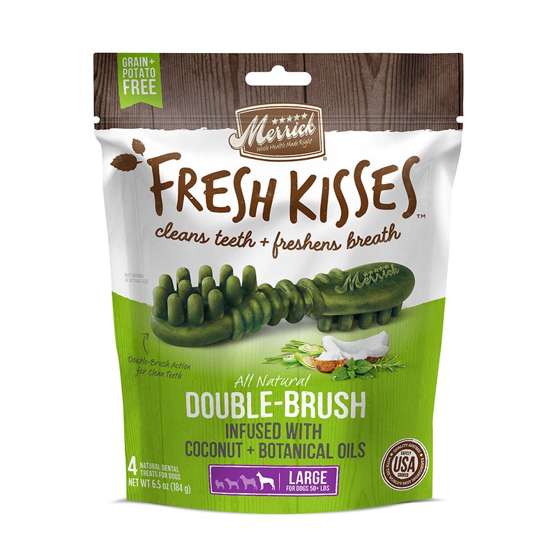 Merrick Fresh Kisses Double Brush Infused with Coconut & Botanical Oils For Large Dogs 6.5 Oz