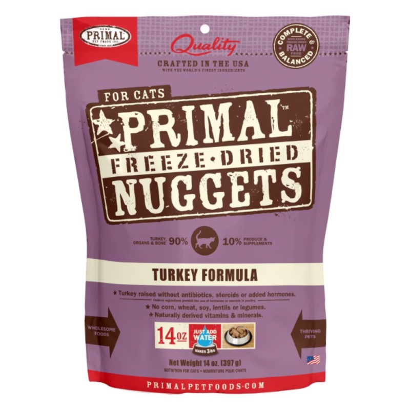 Nuggets Turkey Formula Freeze Dried Raw Grain-Free Cat Food 14oz
