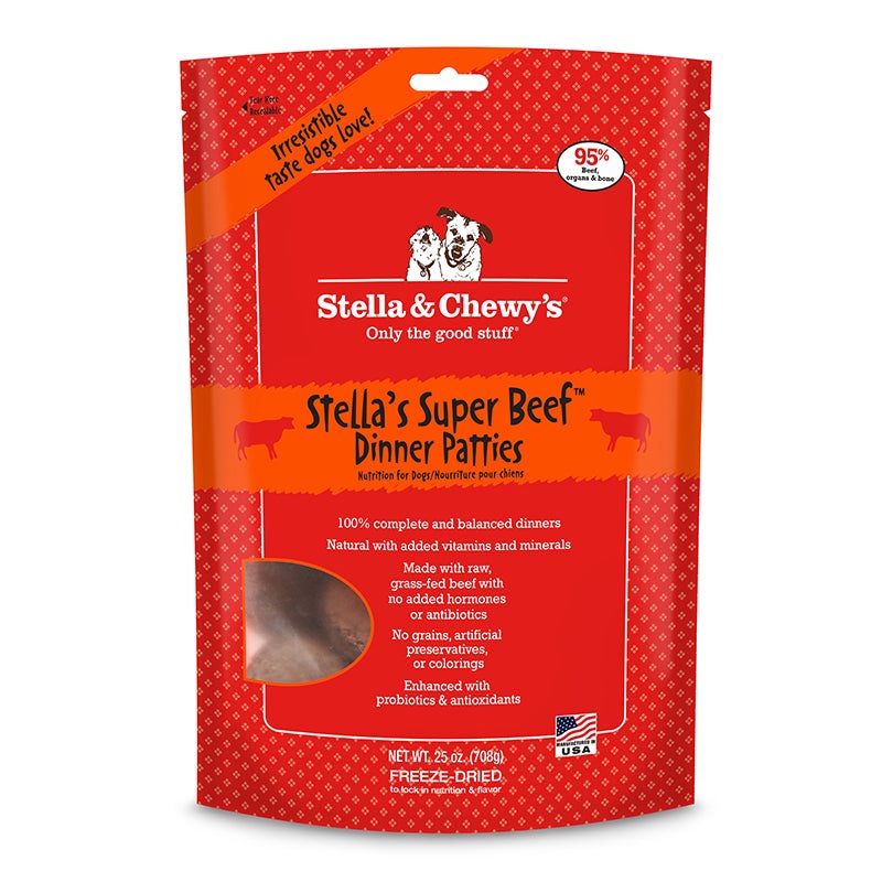 Stella & Chewy’s Super Beef Dinner Patties Grain-Free Freeze-Dried Dry Dog Food, 25 oz