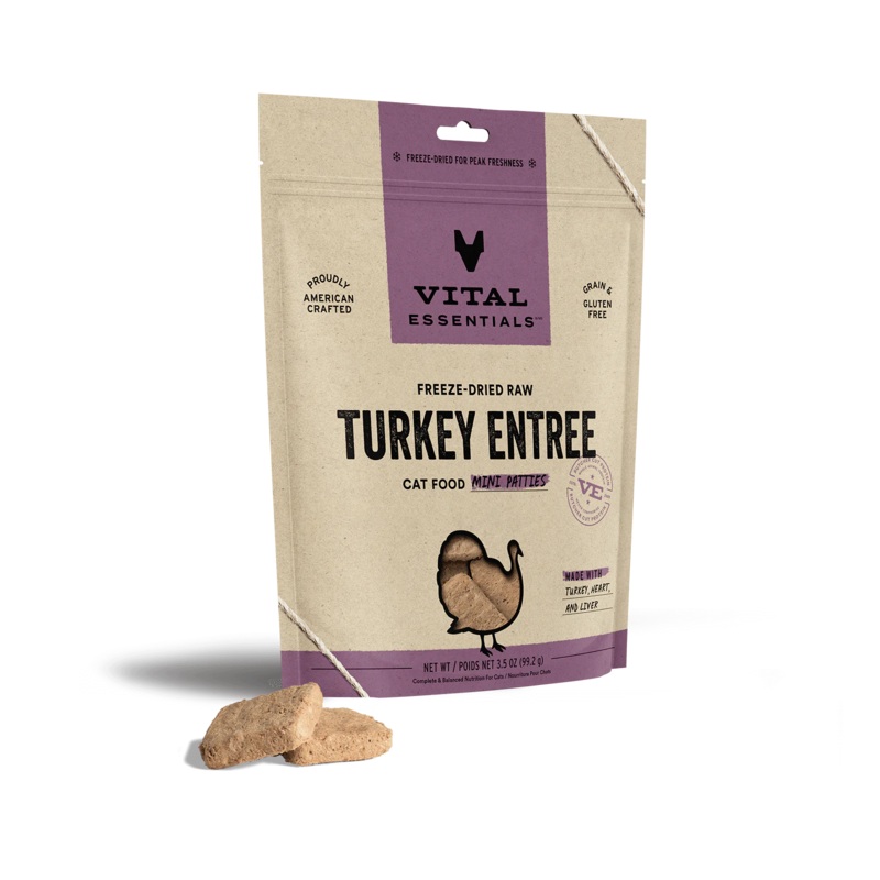 Vital Essentials Freeze-Dried Raw Turkey Entre Mini Patties Dog Food
