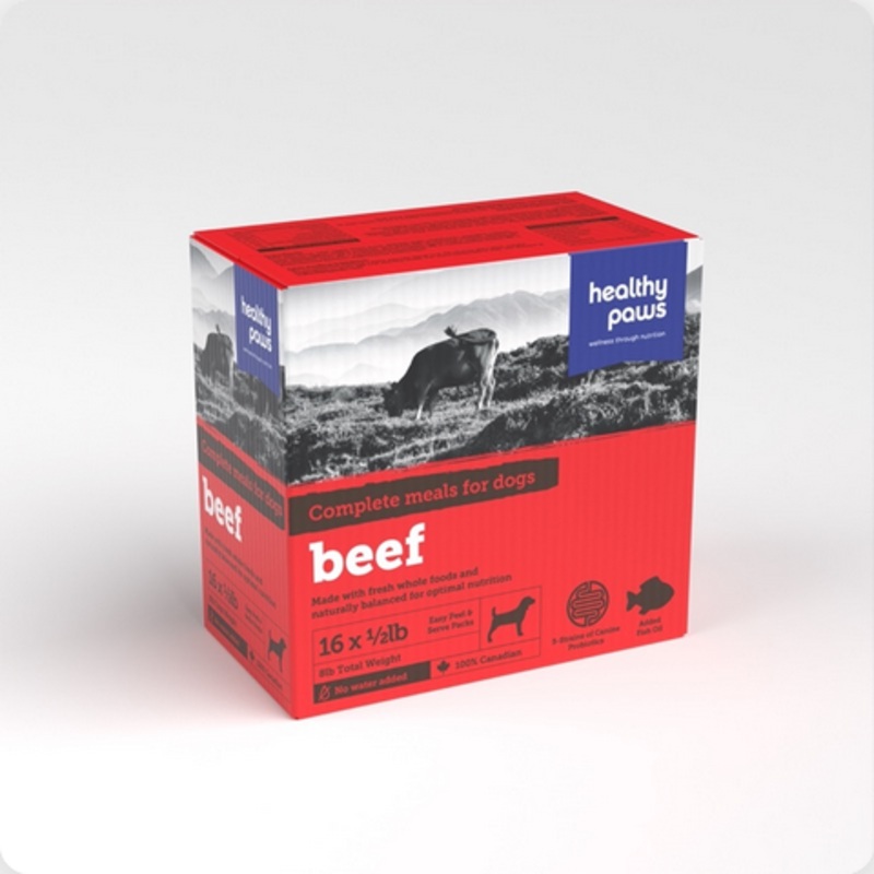Beef Raw Frozen Meals For Dogs (8lb) | Healthy Paws