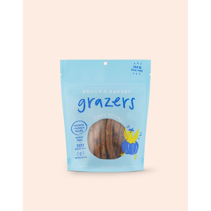 Bocce’s Bakery Grazers Chicken & Pumpkin Jerky Sticks 4 Oz.