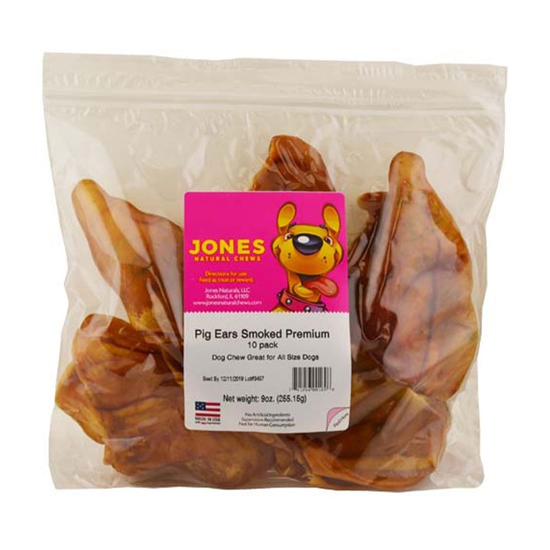 Jones Natural Chews Pig Ears Dog Chews 10 count