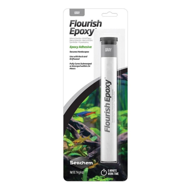 Seachem Flourish Epoxy Adhesive – Secures Hardscapes Gray 4 oz