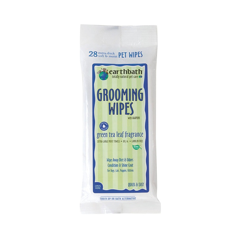 Earthbath Green Tea & Awapuhi Grooming Wipes for Cat & Dog 28 Count