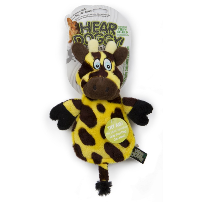 Go Dog Hear Doggy Flattie Giraffe With Chew Guard Technology And Silent Squeak Technology Plush Dog Toy