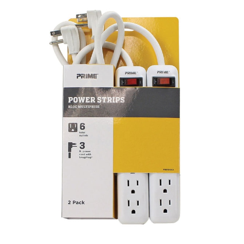Power Zone 6-Outlet Power Strips 6-Outlet 18″ 2 pk