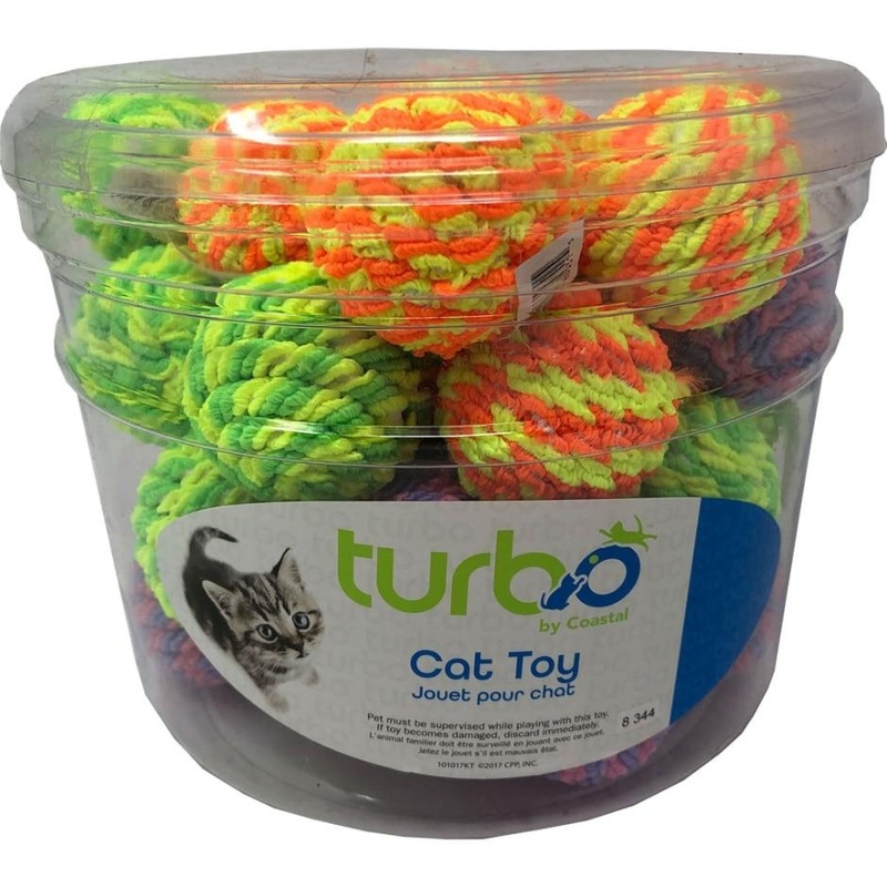 TURBO RATTLE BALLS CAT TOY CANISTER 36 PIECE MULTI