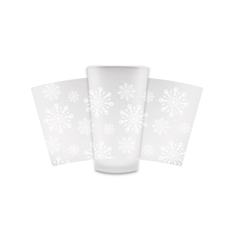 Paw Snowflake Frosted Pint Glass 16oz