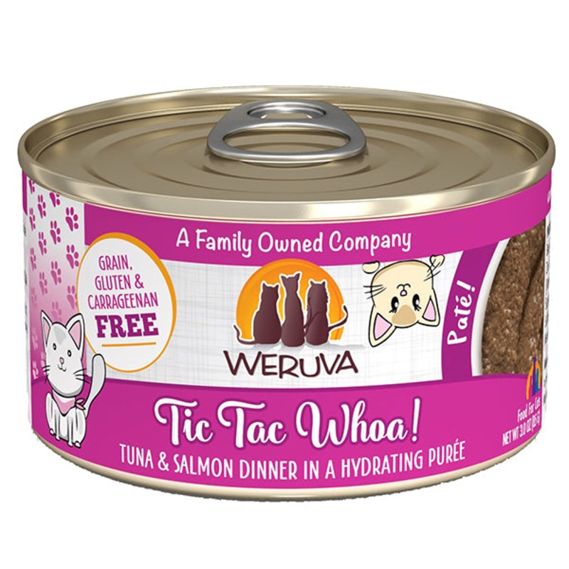 Tic Tac Woah! Tuna & Salmon Pate Grain-Free Wet Canned Cat Food 3oz, case of 12