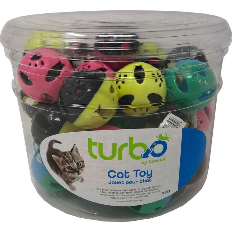 TURBO PLASTIC BALLS CAT TOY CANISTER 36 PIECE MULTI
