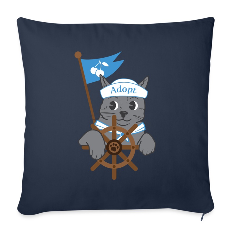 Door County Sailor Cat Throw Pillow Cover 18″ x 18″ navy