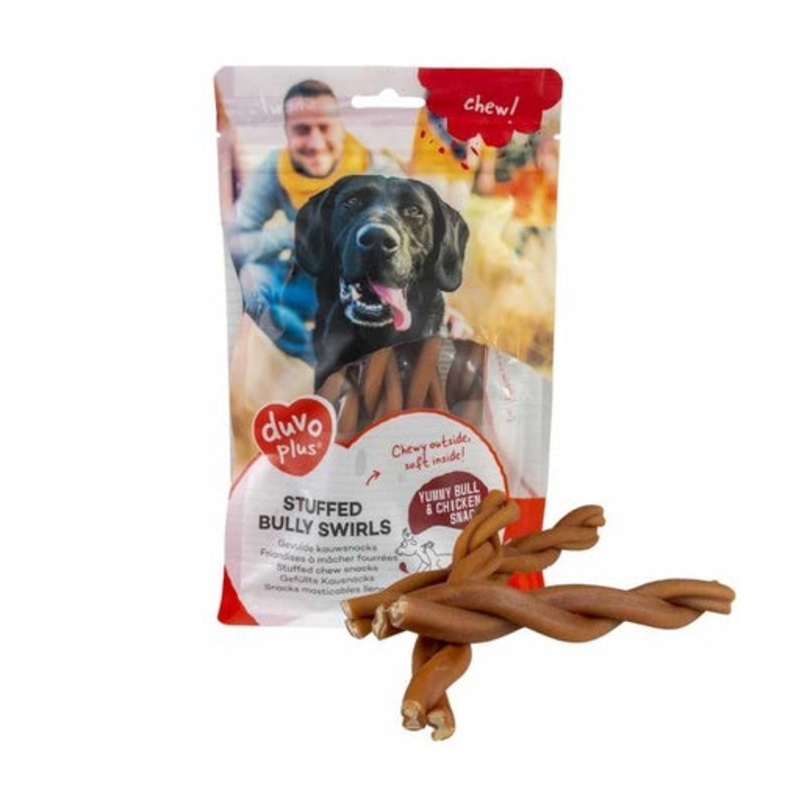 Duvo+ Chew! Stuffed Bully Swirls 15cm – 7pcs – 231g, Brown