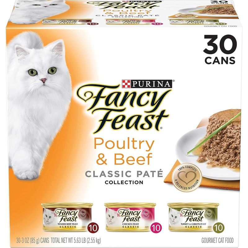 Fancy Feast Poultry and Beef Feast Classic Pate Collection Grain Free Wet Cat Food Variety Pack, 3 oz. Cans 24 cans