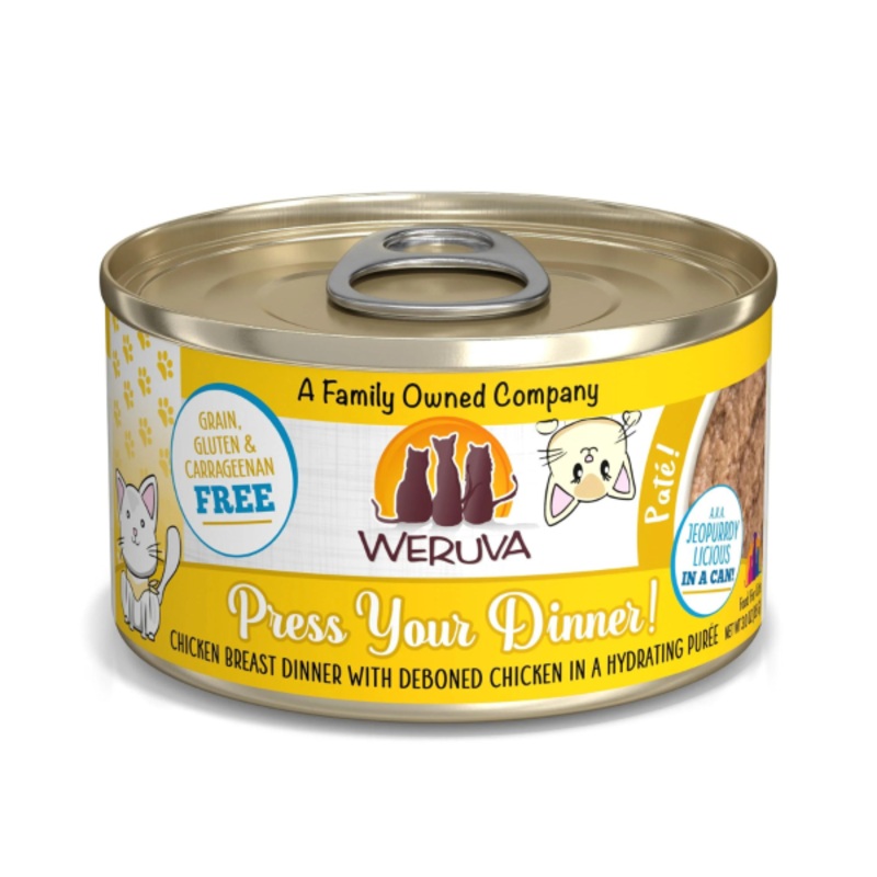 Press Your Dinner! Chicken Breast Pate Dinner in a Hydrating Pure Grain-Free Wet Canned Cat Food 3oz, case of 12