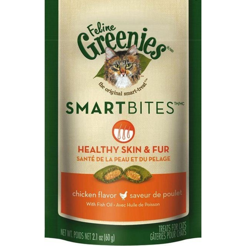 Greenies Smartbites Skin and Fur Chicken Cat Treats 2.1 oz