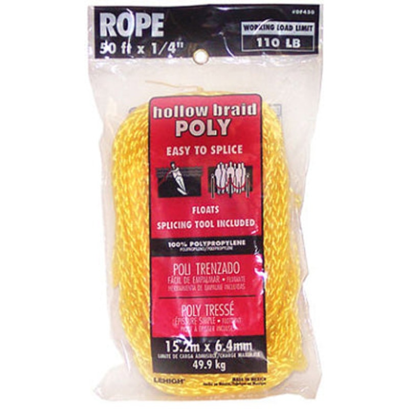 HB POLYPRO ROPE 1/ 4 IN X 50 FT YELLOW