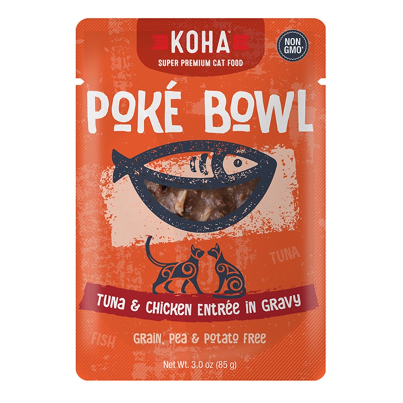 Poke Bowl Grain-Free Tuna & Chicken Entre in Gravy Wet Pouch Cat Food 3oz Case ( 12 Pouches )