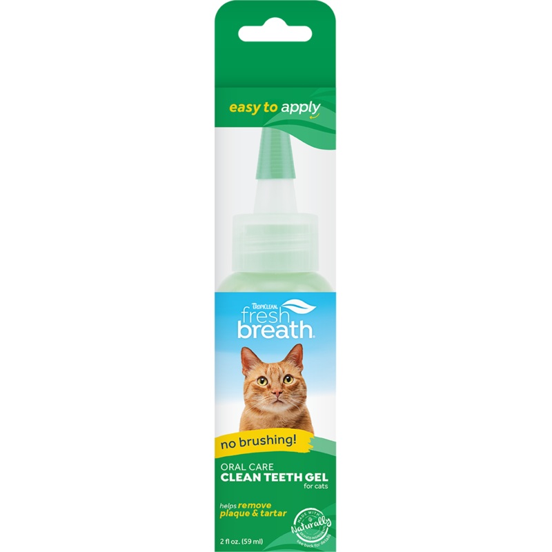 TropiClean Fresh Breath No Brushing Clean Teeth Dental & Oral Care Gel for Cats 2 oz
