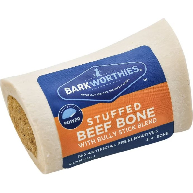 Barkworthies Shin Bone Stuffed with Bully Stick Blend Dog Treat 3-4″