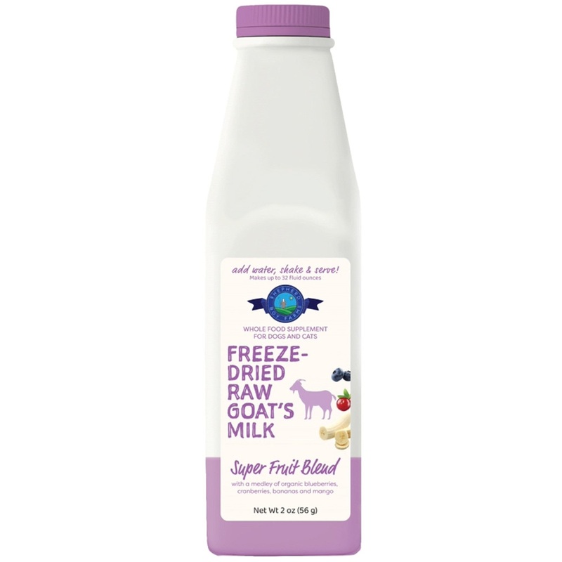 Shepherd Boy Farms Fruit Blend Freeze-Dried Raw Goat’s Milk for Dogs 2oz makes 32floz