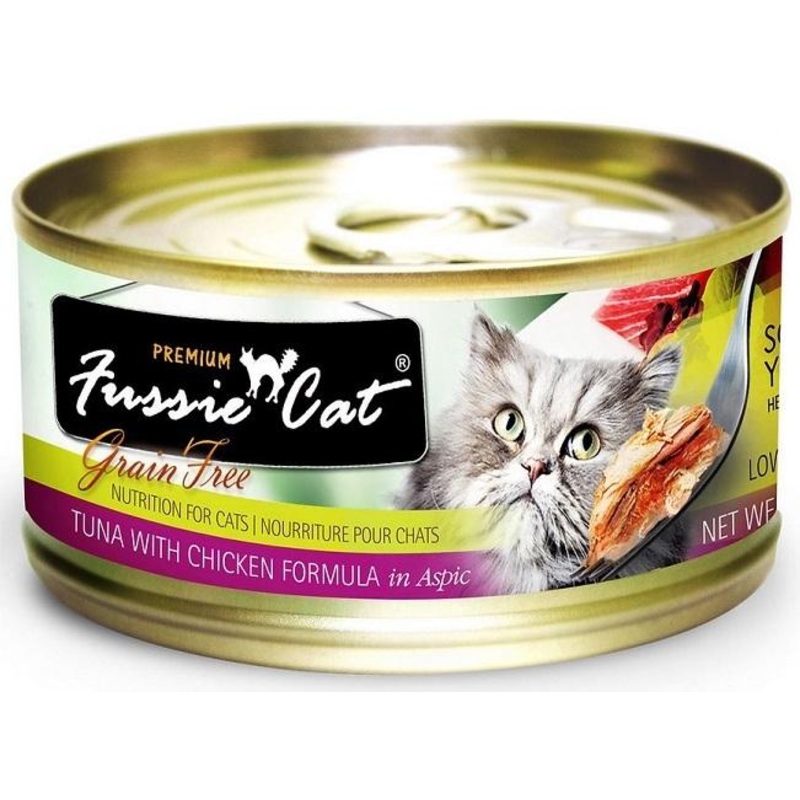 Fussie Cat Premium Grain Free Tuna with Chicken Formula in Aspic Canned Food