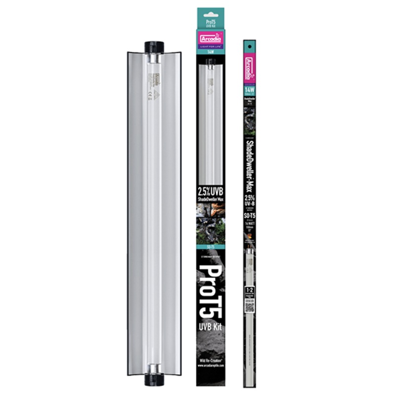 Pro T5 ShadeDwellerMax Snake 2.5% UVB 24 Inch 14 Watts Lighting Kit for Reptiles 24 Inches