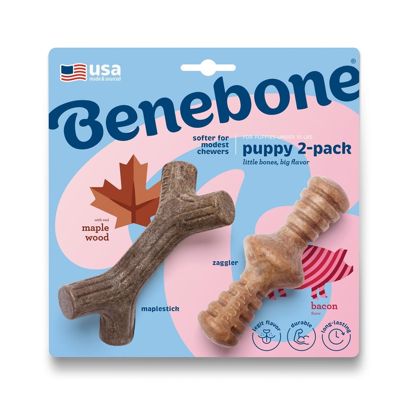 Benebone Puppy 2-Pack Maplestick/Zaggler (Tiny)  Bacon