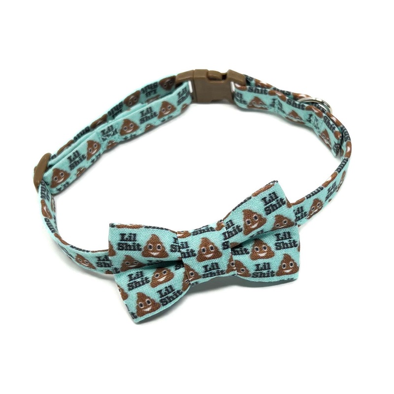 Lil Shit Poop Emoji Cat Collar with Bow Tie Small