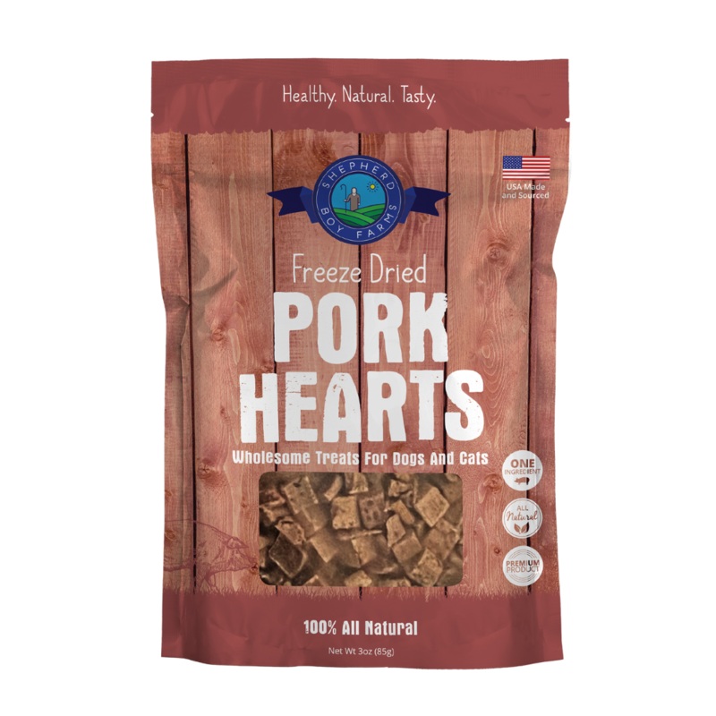 Shepherd Boy Farms Freeze Dried Pork Hearts Treats 3 oz