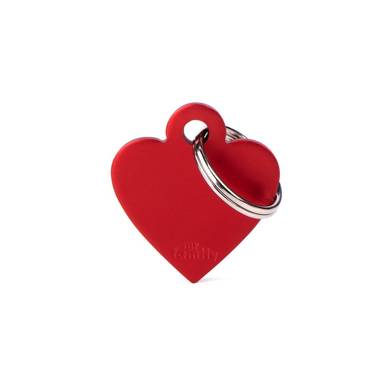 My Family ID Basic Small Aluminum Red Heart ID Tag