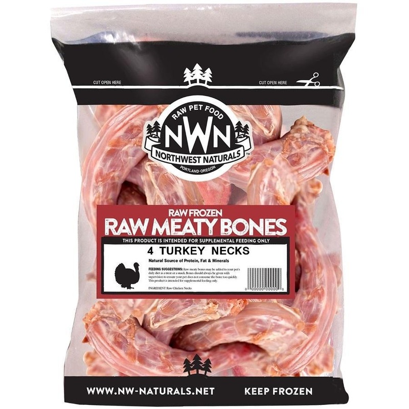 Northwest Naturals Meaty Bones Grain-Free Raw Frozen Turkey Neck Dog Food 4 ct