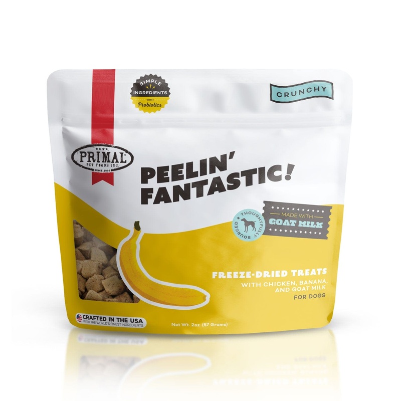 Primal Peelin’ Fantastic Chicken & Banana with Goat Milk Recipe Treats for Dogs 2 oz