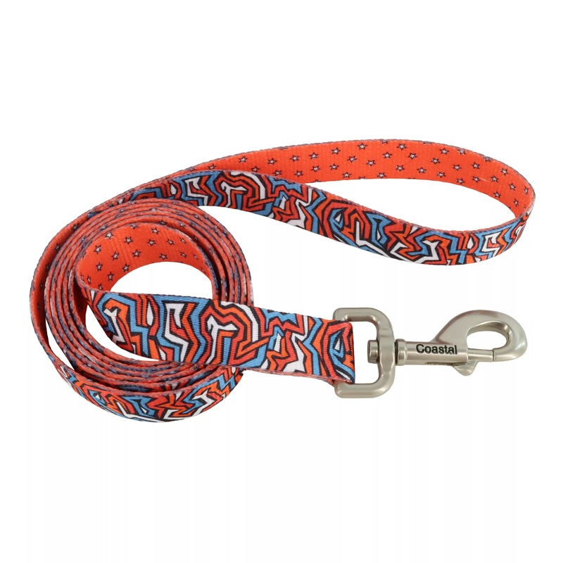 Coastal Pet Sublime Dog Leash Medium/Large – 1″ x 6′ Blue Wave with Blue Checkers