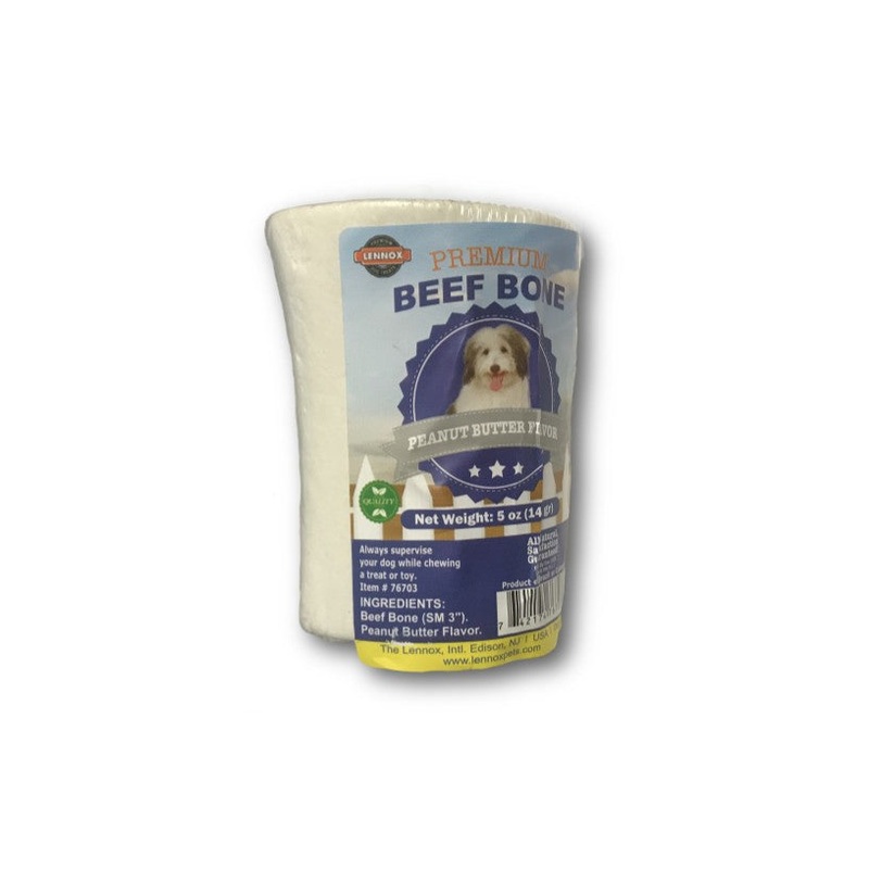 Lennox White Beef Bone Filled with Peanut Butter Small 4″
