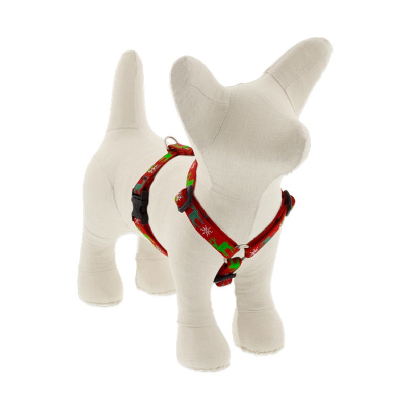 Lupine MicroBatch Roman Dog Harness 1/2″ Wide 9″-14″ Girth Size Happy Holidays Red
