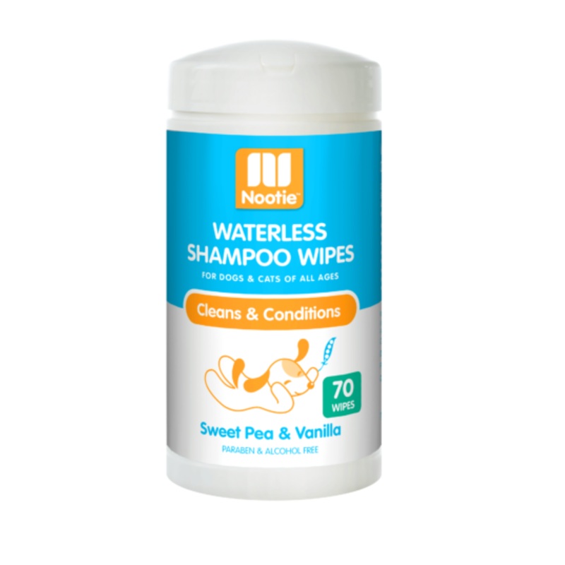 Nootie Sweet Pea & Vanilla Waterless Shampoo Wipes For Dogs & Cats