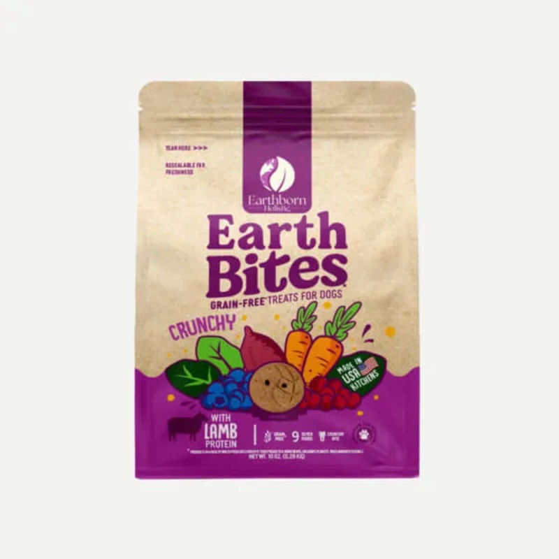 Earthborn Holistic EarthBites Crunchy Lamb Meal Recipe Baked Dog Treats 2 Lb
