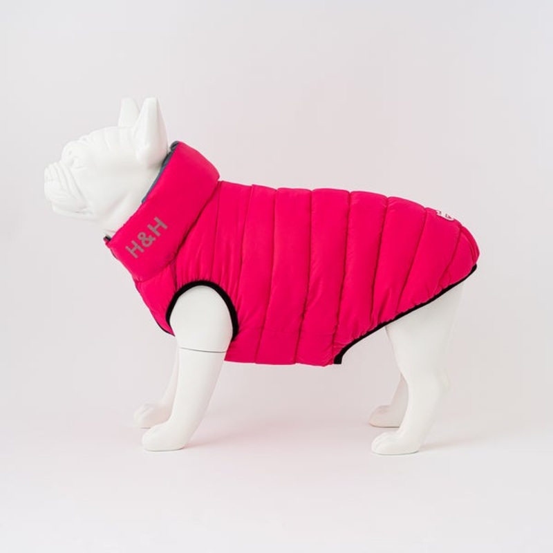 Hugo & Hudson Puffer Jacket Pink/Grey Large 55cm